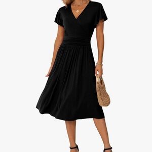 NWT GRECERELLE Women's Summer Wrap V Neck Ruffle Short Sleeve Casual Dress